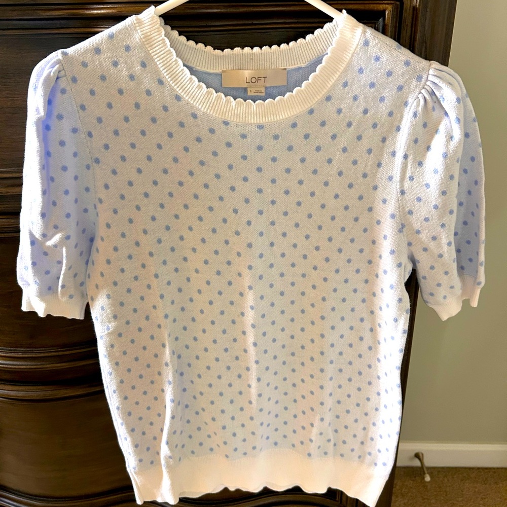 LOFT polka dot short sleeve sweater